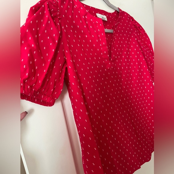 Loft Outlet Women's Red Puff Sleeve Top Cotton Blend Size Small - Picture 5 of 16